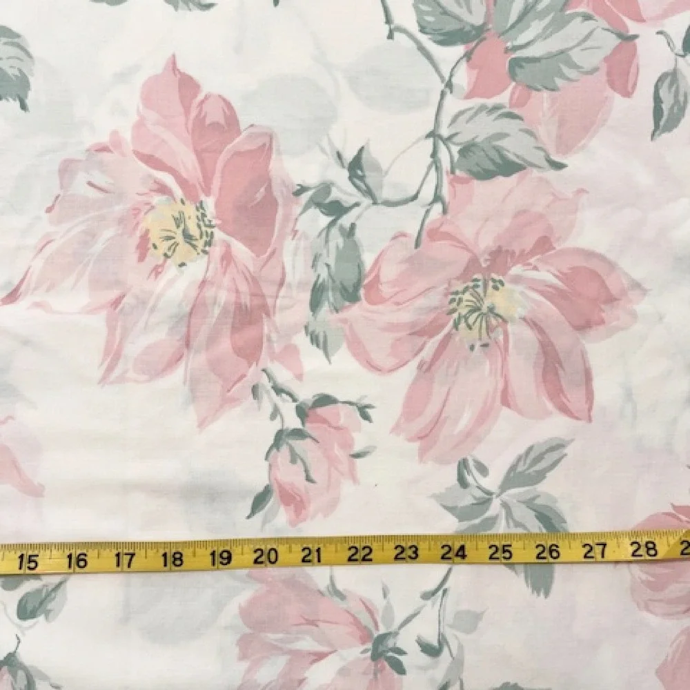 Vintage Queen Flat Sheet JP Stevens Pink Floral‎